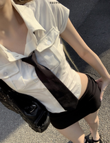 Roina Low-Waist Slim Skirt (Black)