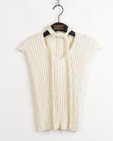 Beson halter ribbed V-neck knit tank top sleeveless