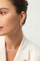 パヴェダブル925シルバーフープリングイヤリングE051-04G (Worn by Celebrities)
