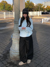 Wend Wool Bokashi Pastel Loose Fit Round Knit