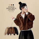Fumo High Neck Banding Suede Jumper