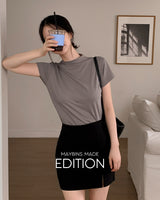 [MADE] Natural half-neck short-sleeved T-shirt