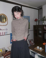 Cotton Vintage Check Flare Long Skirt