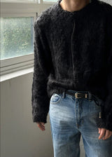 [Unisex] Blend hair crop cardigan(2color)