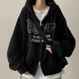 95 Lettering Two Way Hooded Zip-Up