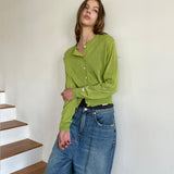Summer Linen Round Neck Cardigan_Olive