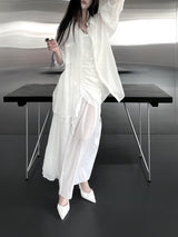 crinkle sheer overfit shirt (2color)