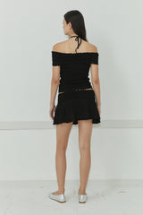LACE HALTER LAYER TOP / BLACK