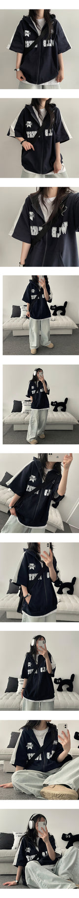 Billie Short Sleeve Hooded Zip-Up
