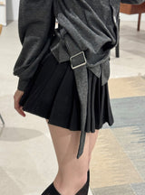 Buckle Strap High Neck Jersey Top