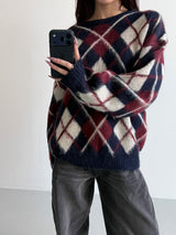 Argyle brush round knit(2color)