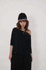 eyelet laceup tee_black