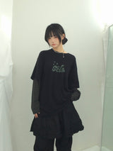 Double ribbon knee-point pants