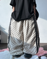 コリアン/ハイクオリティ🤎 トラックドットワイドセミバルーンロングパンツ 🤎🖤🐣💚 - 6カラーズ