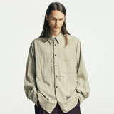wrap pin drape shirt beige