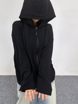 [UNISEX] ベーシックなオーバーサイズルーズビッグフードジップアップ - 2 COLOR