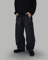 Snap Button Denim Pants (Black)