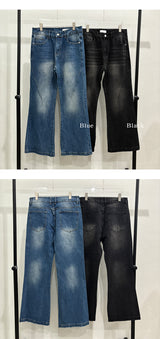 [Unisex] サイドラインブーツカットパンツ(2color)