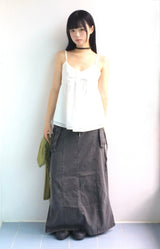 Vintage pocket washed long skirt