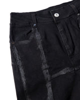 PADDED FLARED PAINTED DENIM PANTS