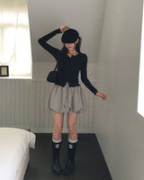 ランタンバルーンシルエットチェックスカート