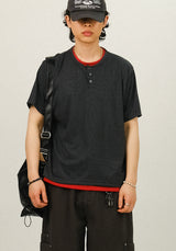 TT Layered Point Henry-neck Half T