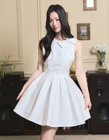 [LADY LINE] オフィーリアリボンポイントスリーブレスショートバルーンドレス ホワイト