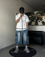SM diagonal hood vest White