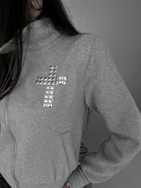 クロススタッドダイアゴナルウォーマージップアップ (fleece-lined / 2color)
