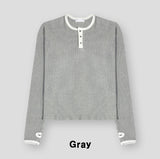 キンジ ワッフル ヘンリー ネック ウォーマー ロングスリーブ Tシャツ
