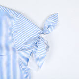 Knot stripe half sleeve shirts (BLUE STRIPE)