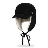 VA Curved Circle Logo Suede Flap Cap / Black