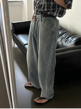 [4SEASON] ベーシックセミワイドデニムパンツ(3color)