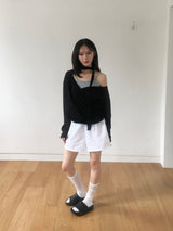 Two-line nylon washable shorts (8c)