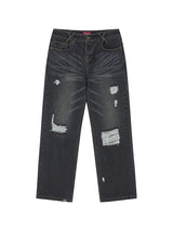LOW DAMAGE DENIM PANTS BLACK