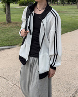 Lift color block track zip-up