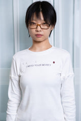 "HIRE ME" CONVERTIBLE  LONG SLEEVE (WHITE)