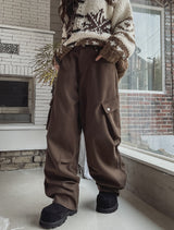 [wool20%] Cain pintuck snap wool cargo pants