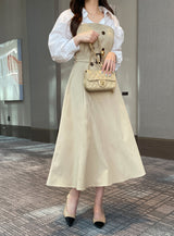 Muel Shirt Color Matching Layered Trench One Piece