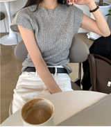 イット ユー レイヴ リブド キャップ スリーブ ニット/ 5カラー