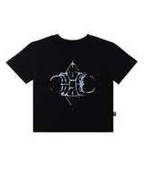 ROCK LOGO CROP TEE - BLACK