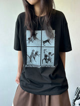 ジュジュ フォーセクション ブラックホワイト オーバーサイズTシャツ - 4カラー