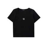 スクエアネックレギュラーハーフTシャツ [BLACK]
