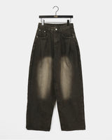 [Long/Short length] Eton One Pintuck Washed Wide Denim Pants