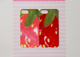 (glossy hard) Sparkling Strawberry phone case - Coral