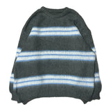 Hazy Hairy Stripe Loose Rose-Fit Knit