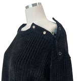 [UNISEX] Overfit velor off shoulder double snap button long sleeve knit T (4 colors)