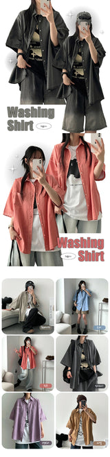 [M,L] Tomby Vintage Pigment Cotton Short-Sleeved Shirt