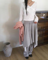 [MADE] Dili Unbalanced A-Line Layered Midi Skirt