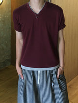 ニット レイヤード Vネック ショートスリーブ Tシャツ 4C